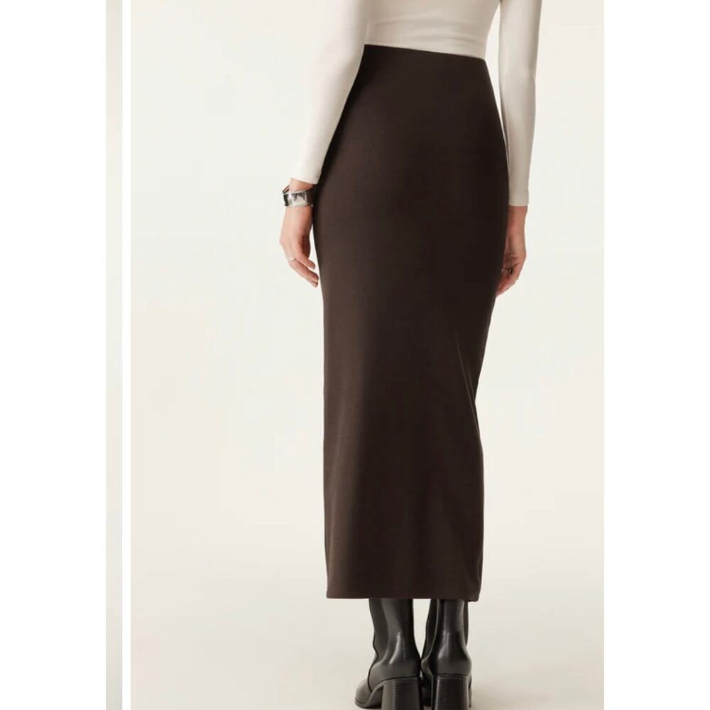 Brand New OGL Women's Size Small Black Max Warm Ruched Side Pencil Maxi Skirt - Picture 2 of 9